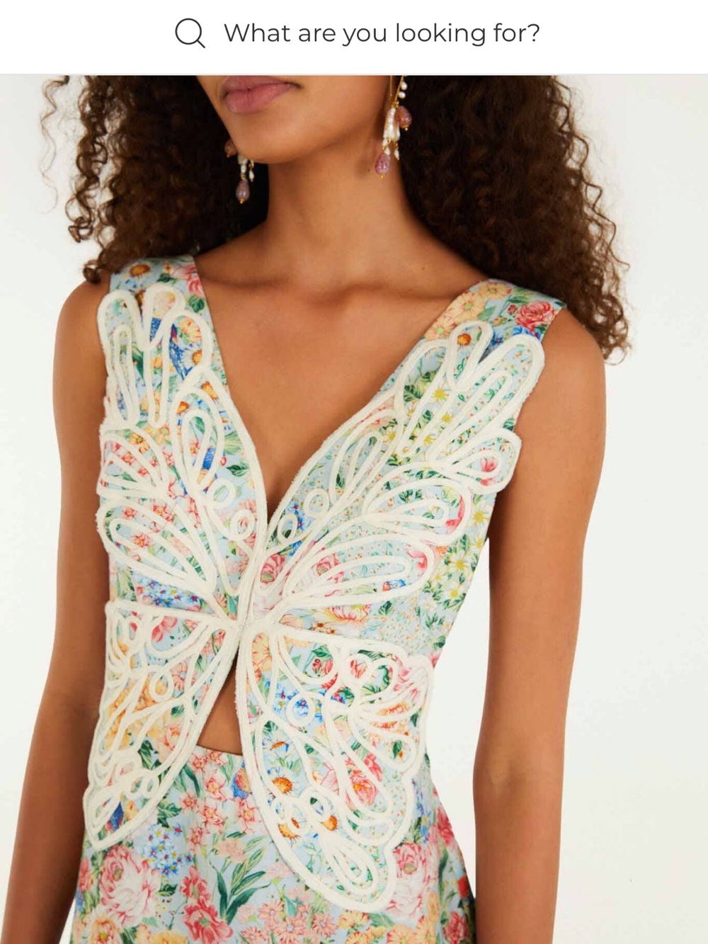 FARM Rio Pastel Floral Midi Dress with Butterfly Appliqué - Multi - Picture 2 of 3